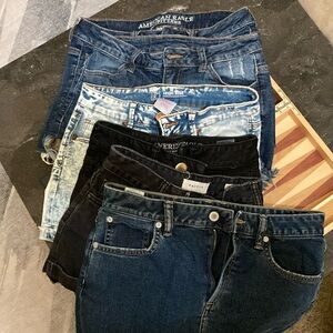 6 pc denim, 5 shorts and 1 skirt. Various brands